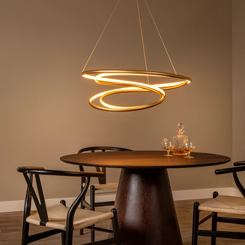 Lucide SARDANA - Hanglamp - Ø 80 cm - LED Dimb. - 1x74W 2700K - Mat Goud / Messing | Premium - sfeer 1